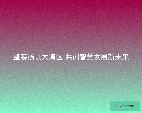 整装扬帆大湾区 共创智慧发展新未来