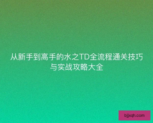从新手到高手的水之TD全流程通关技巧与实战攻略大全