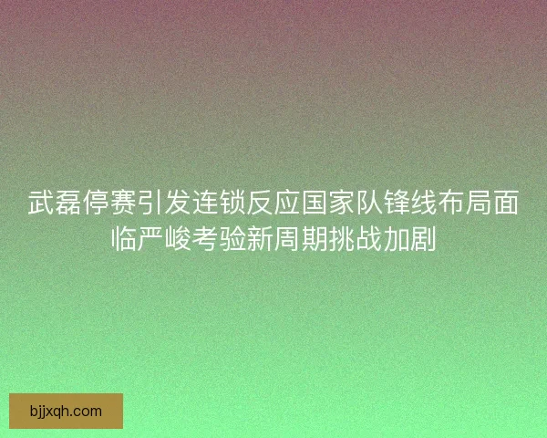 武磊停赛引发连锁反应国家队锋线布局面临严峻考验新周期挑战加剧