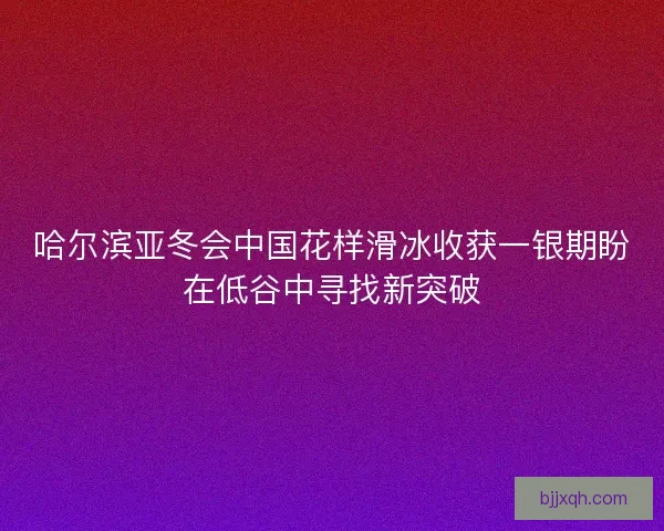 哈尔滨亚冬会中国花样滑冰收获一银期盼在低谷中寻找新突破